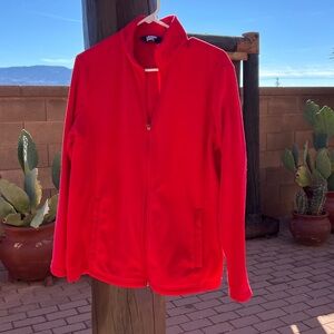 Lands end women’s micro fleece full zip jacket size large 14/16 red